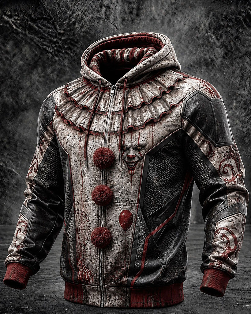 Pennywise The Clown Zip Hoodie Horror Costume Clown Halloween Apparel Gifts For Horror Lovers - Merchluma