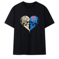 New Orleans Saints X Louisiana Tech Bulldogs Skulls Face To Face Heart Shape T-Shirt Fan Merch - Merchluma