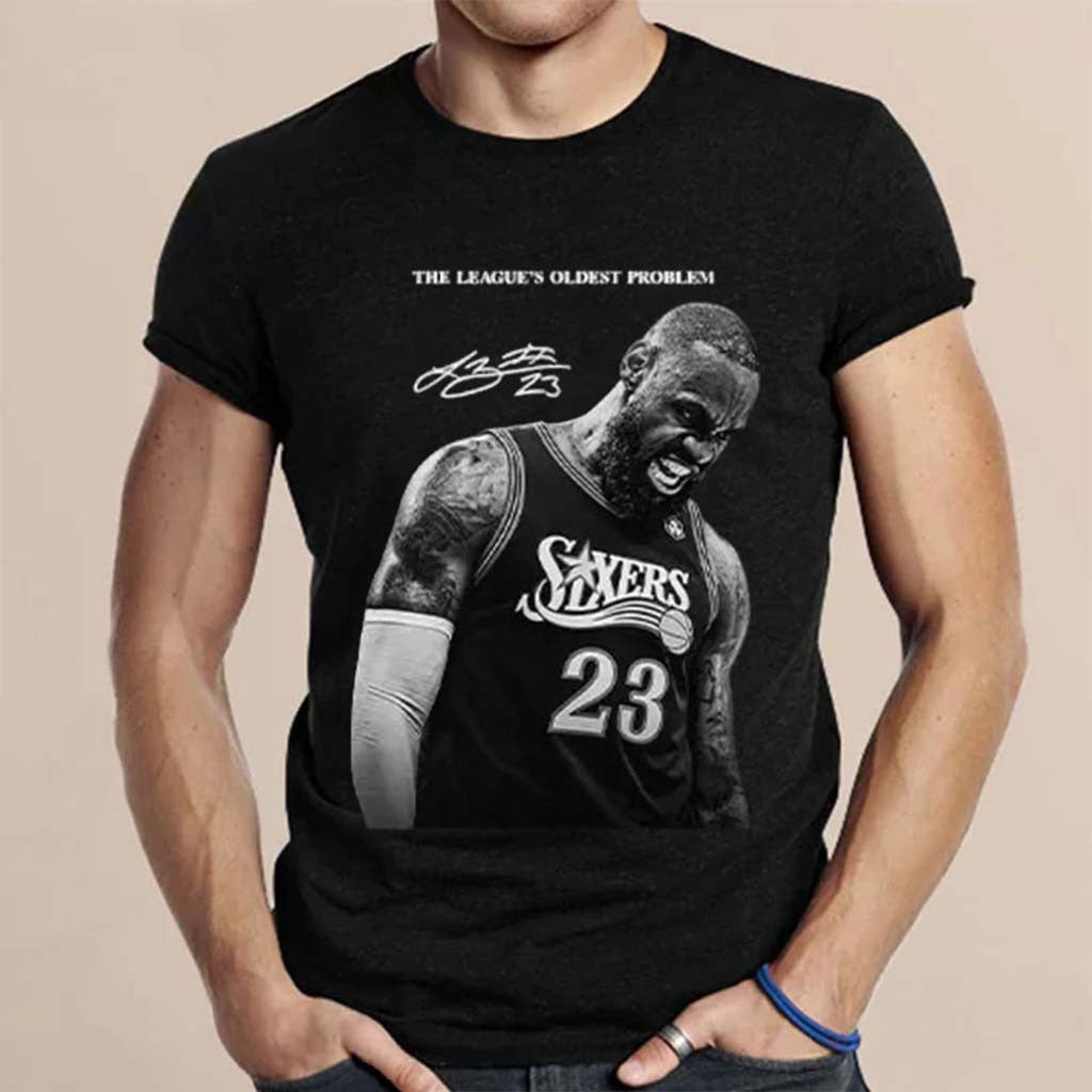 Philadelphia 76ers Merch LeBron James Sixers The League's Oldest Problem Basketball T-Shirt - Merchluma