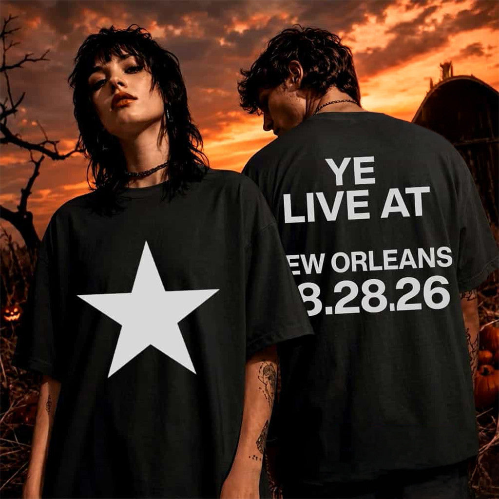 Kanye West Merch Ye Live At New Orleans On August 14 2026 At Caesars Superdome T-Shirt Black - Merchluma