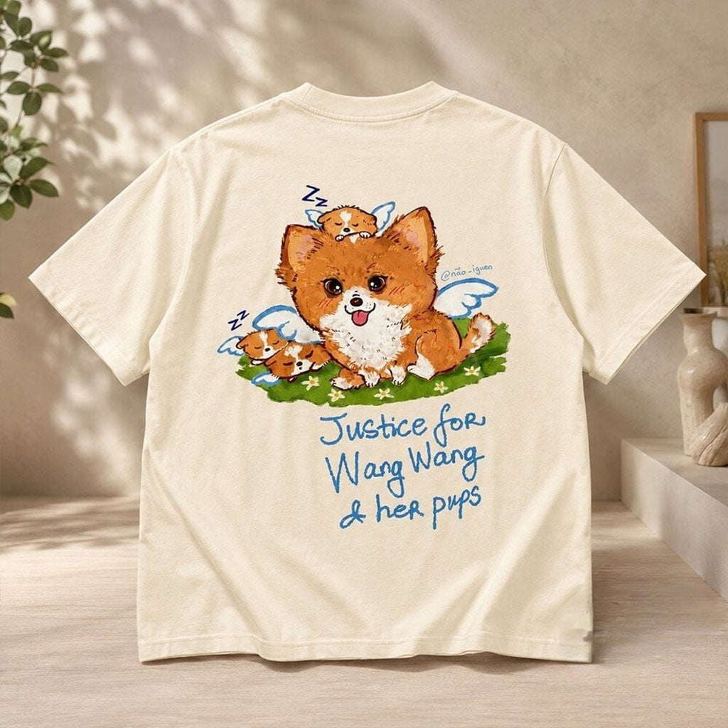 Pomeranian Dog Wang Wang Justice Memorial with Pups T-Shirt Memorial Shirt Dog Lovers Gifts - Merchluma