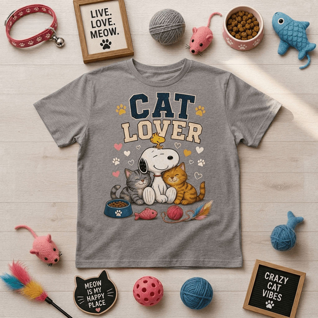 Snoopy Cat Lover Home Is Where The Purrs Are Shirt Cute Graphic T-Shirt BFF Gifts - Merchluma