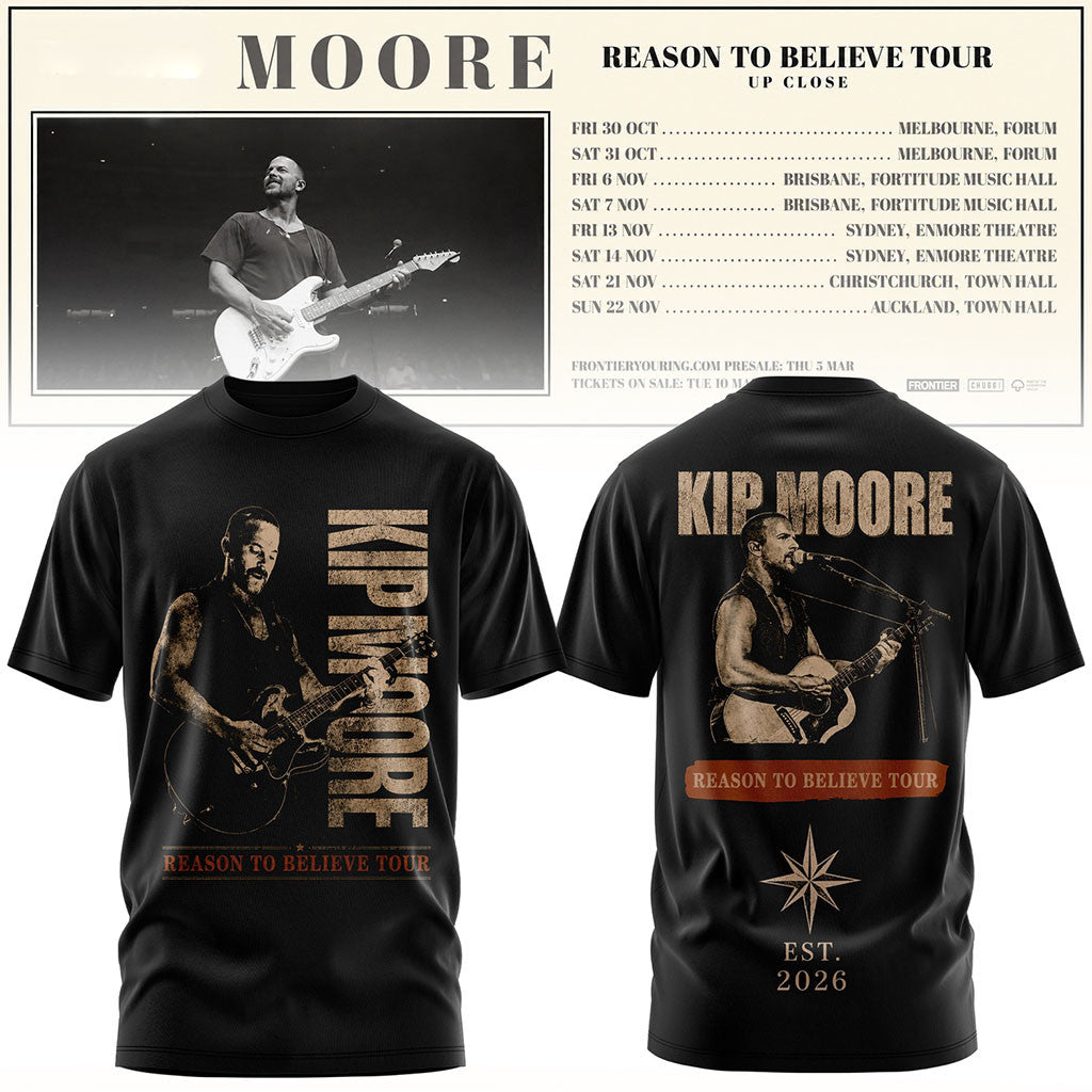 Kip Moore Merch 2026 Reason To Believe Tour T-Shirt Music Gift Ideas For Guys - Merchluma