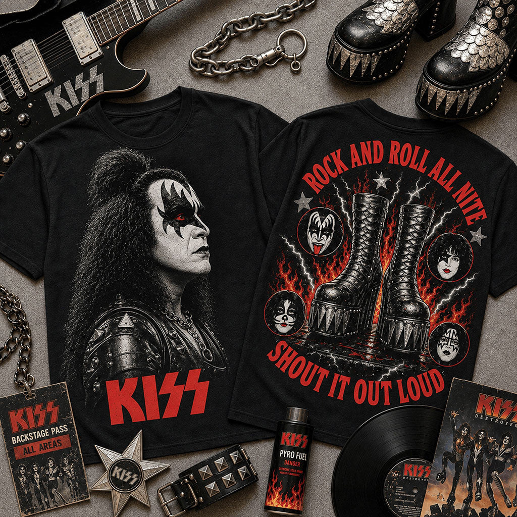 KISS Rock And Roll All Nite Front And Back Graphic Shirt KISS Merch Rock Fans Gifts - Merchluma
