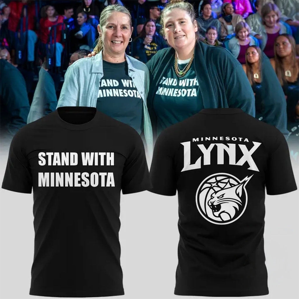 Minnesota Lynx Stand With Minnesota 2026 T-Shirt Black Minnesota Lynx Merch Gift For Fans - Merchluma