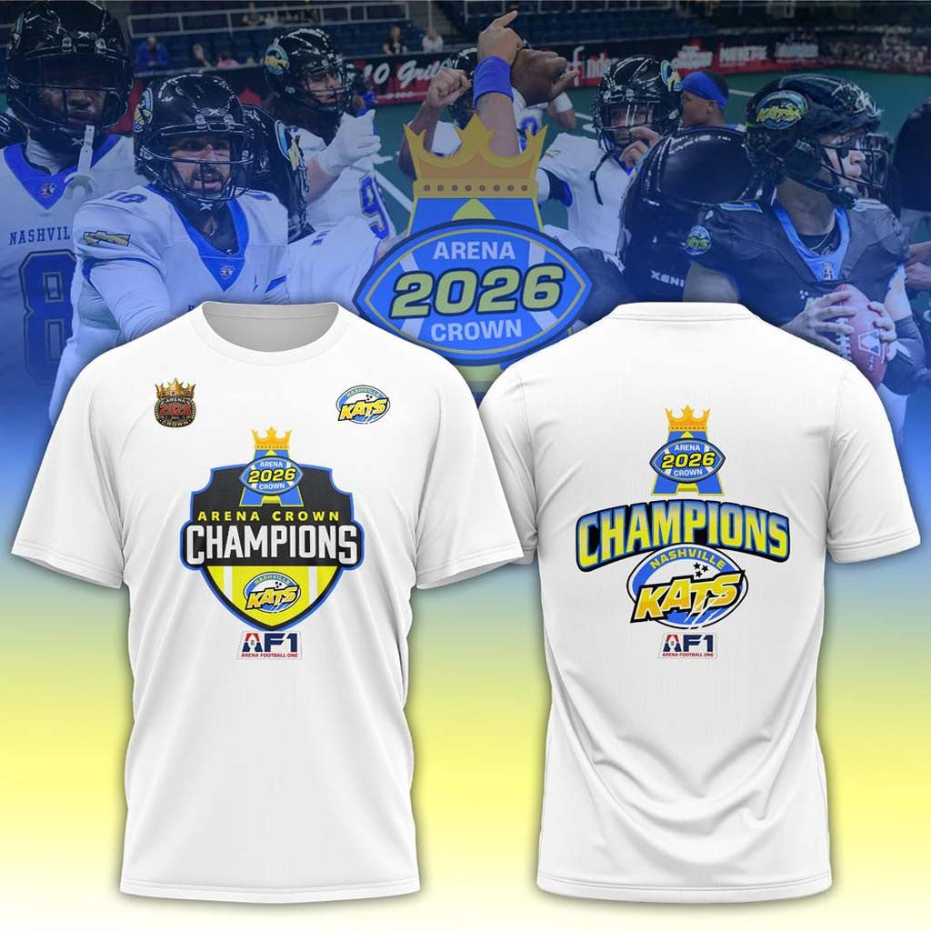 Nashville Kats X AF1 Arena Crown Champions 2026 T-Shirt Nashville Kats Merch Football Fan Gear - Merchluma