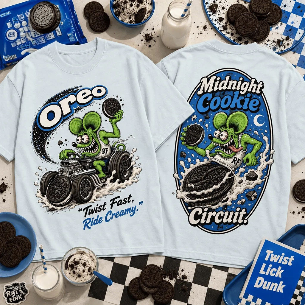 Oreo Midnight Cookie Circuit Rat Fink T-Shirt Twist Fast Ride Creamy Shirt Gift For Brothers - Merchluma