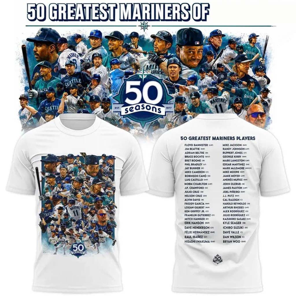 Seattle Mariners x 50 Greatest Players 2026 T-Shirt Mariners Merch Gifts For Baseball Lovers - Merchluma