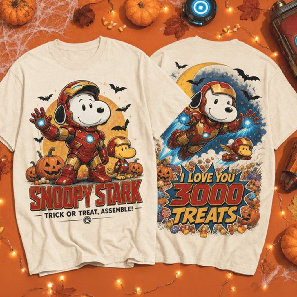 Snoopy Stark Trick Or Treat Assemble T-Shirt I Love You 3000 Treats Snoopy Merch BFF Gifts - Merchluma