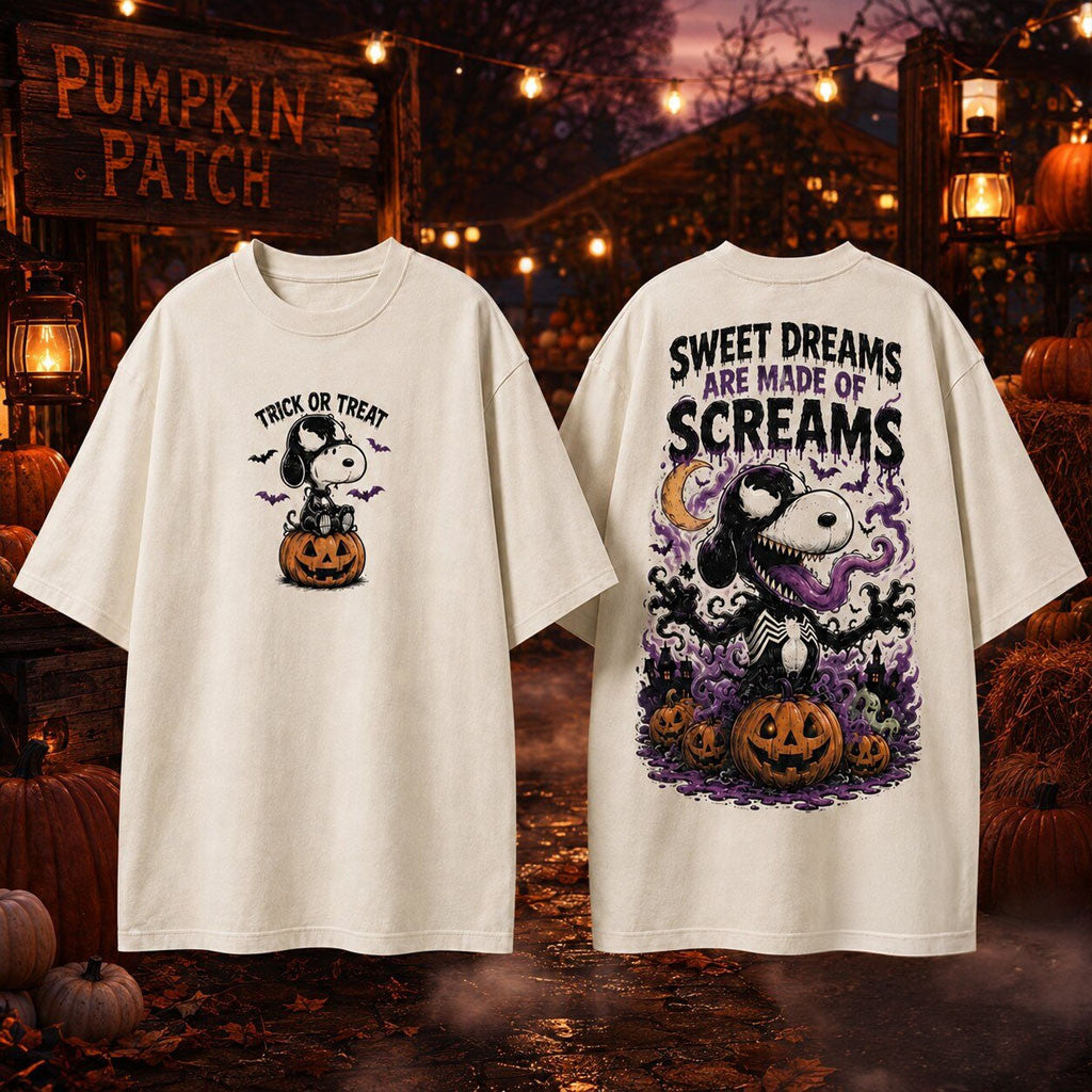 Venomized Snoopy Halloween Sweet Dreams Are Made of Screams T-Shirt Trick Or Treat Merch Gifts - Merchluma