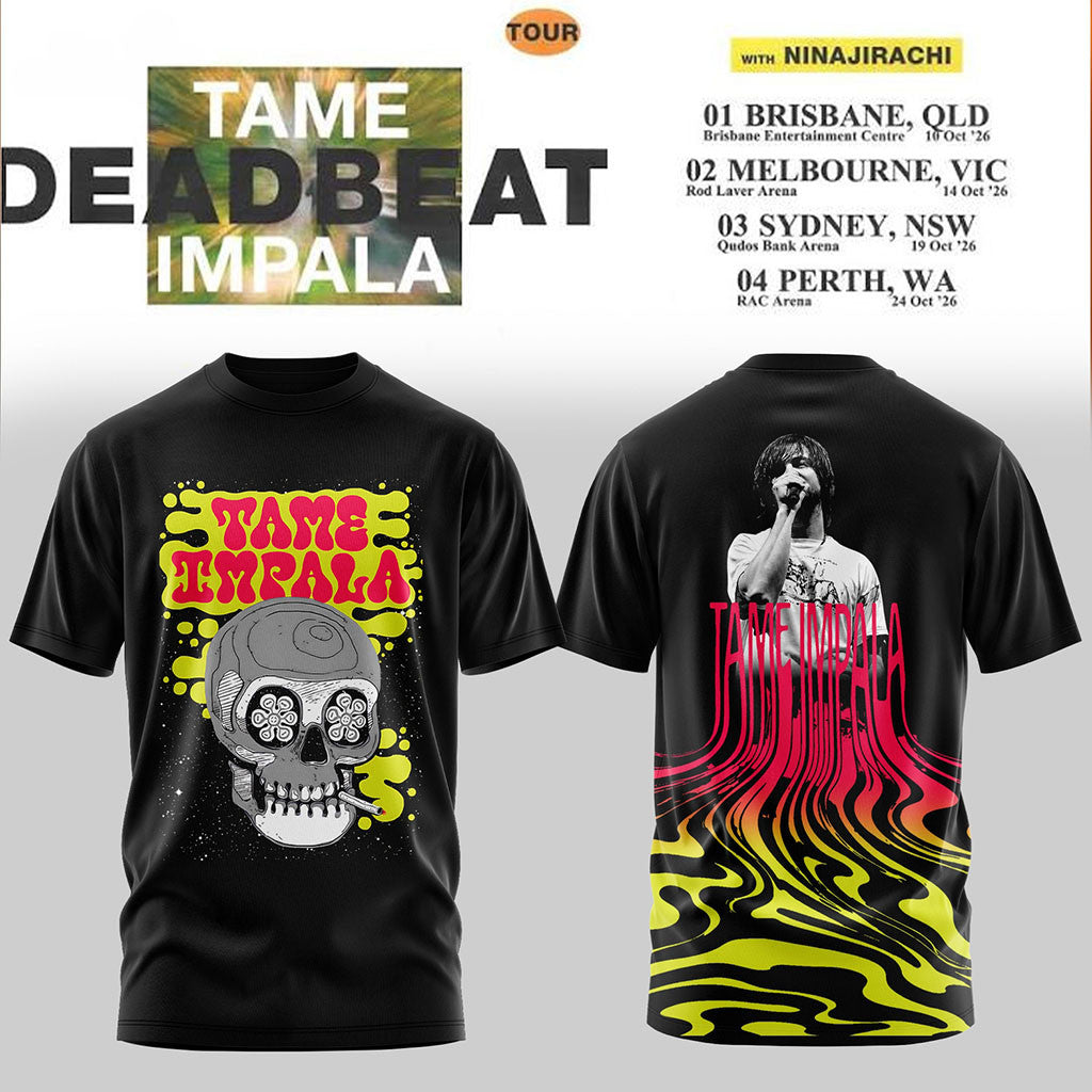 Tame Impala Deadbeat Tour 2026 Skull T-Shirt Tame Impala Merch Best Gifts For Music Lovers - Merchluma