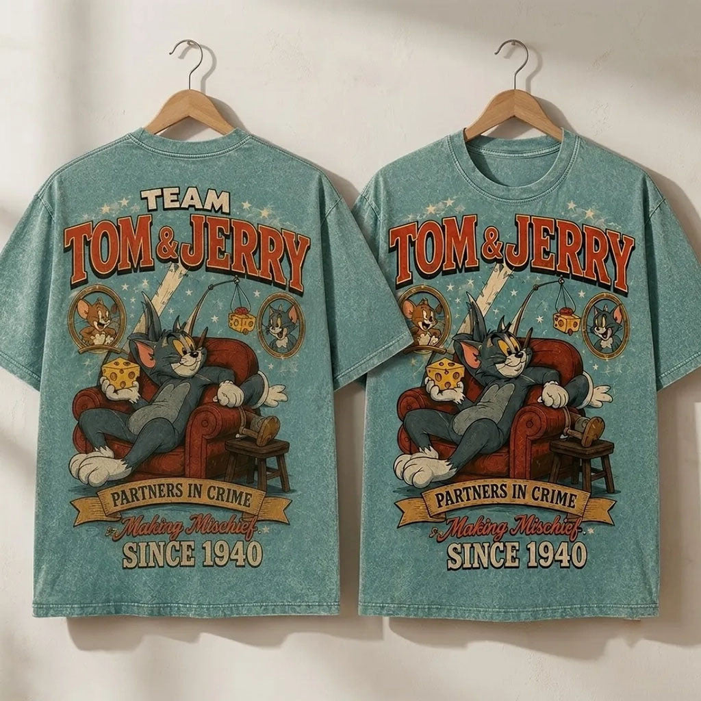 Tom and Jerry 1940 Partners in Crime T-Shirt Tom and Jerry Merch Gifts For Cartoon Lovers - Merchluma