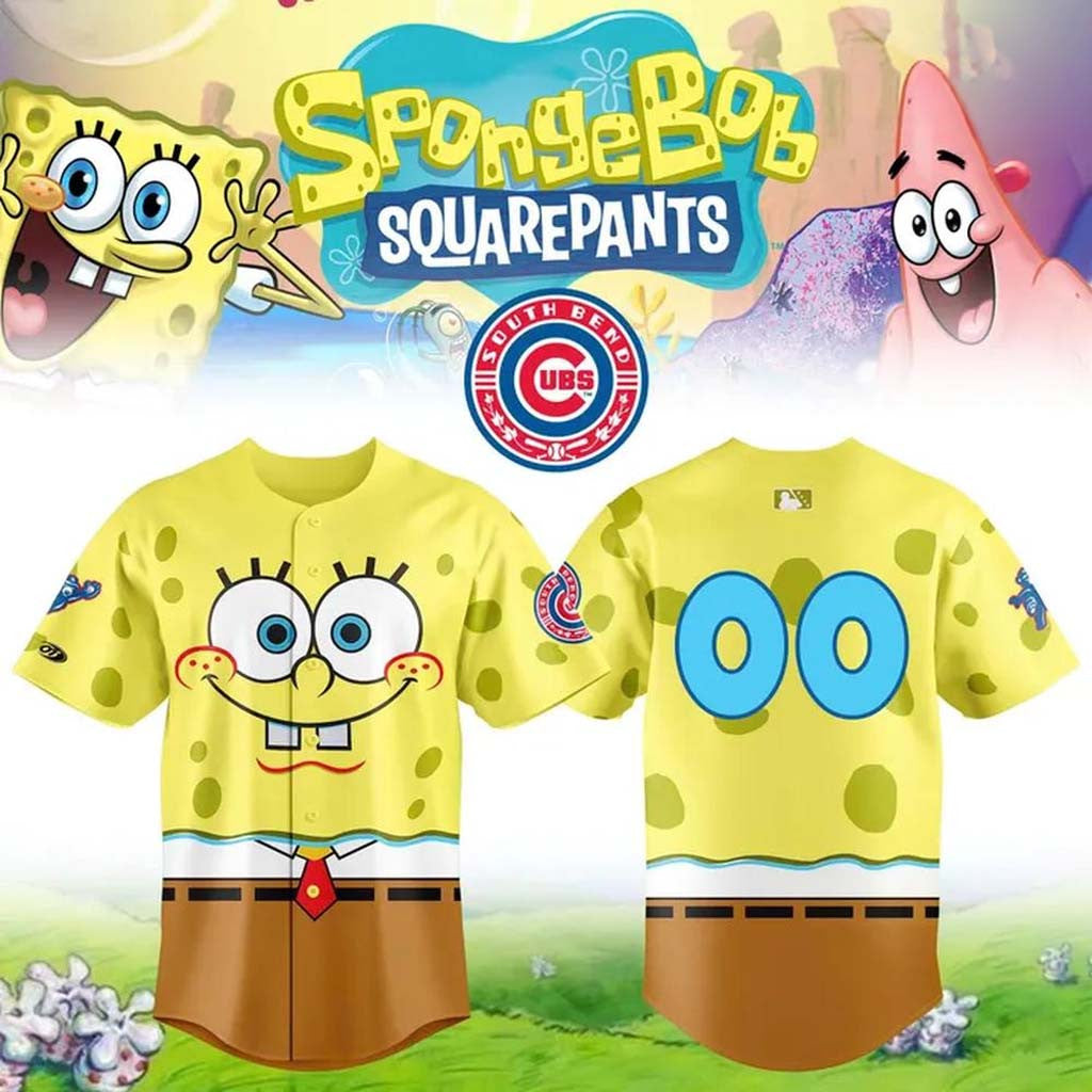 Custom South Bend Cubs SpongeBob SquarePants Night Baseball Jersey SB Cubs Merch Son Gifts - Merchluma