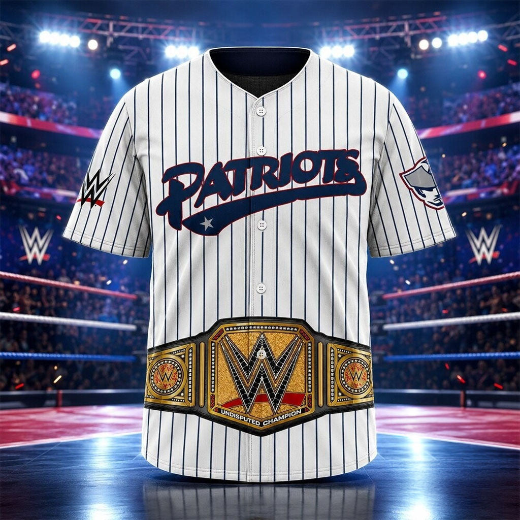 Somerset Patriots WWE Undisputed Champion Belt Baseball Jersey New England Patriots Merch - Merchluma