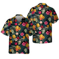 Tropical Floral Hawaiian Shirt Pineapple Floral Aloha Shirt Summer Gift For Him - Merchluma