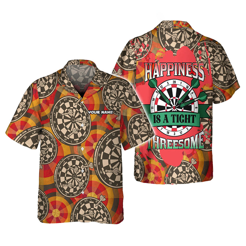 Personalized Happiness Is A Tight Threesome Hawaiian Shirt Gifts For Darts Player Tad - Merchluma