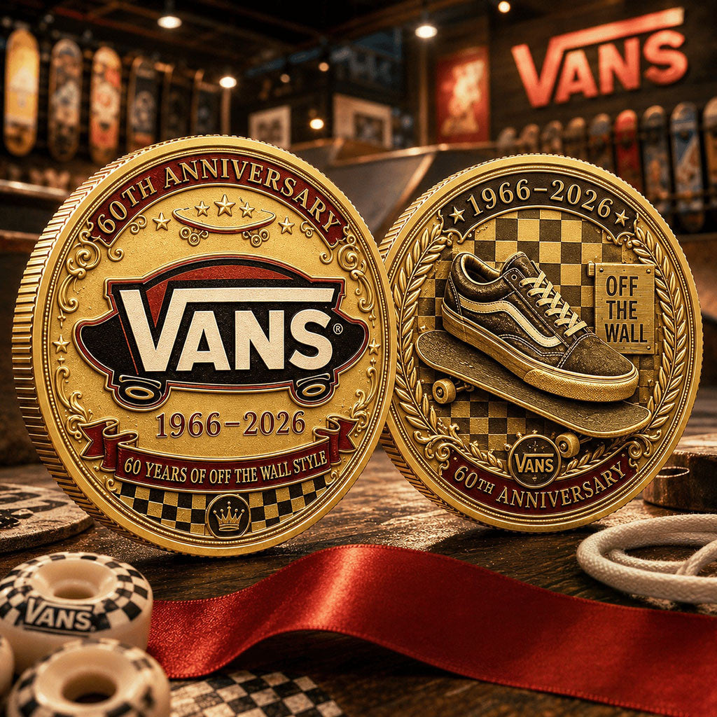 Vans 60th Anniversary 1966 2026 Off The Wall Style Commemorative Gold Coin Gift For Brothers - Merchluma