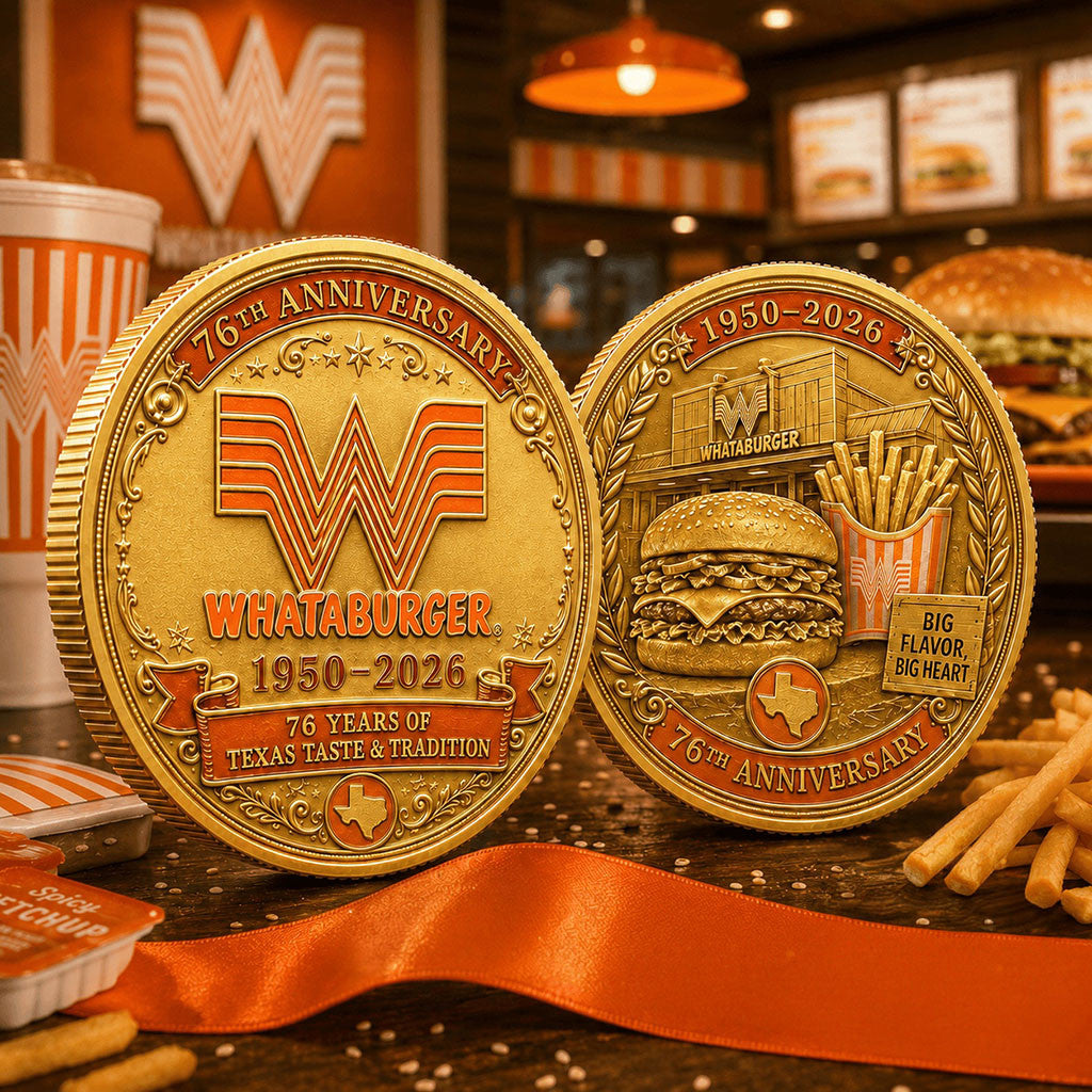 Whataburger 76th Anniversary 1950 2026 Coin Big Flavor Big Heart Coin Gift For Husband - Merchluma