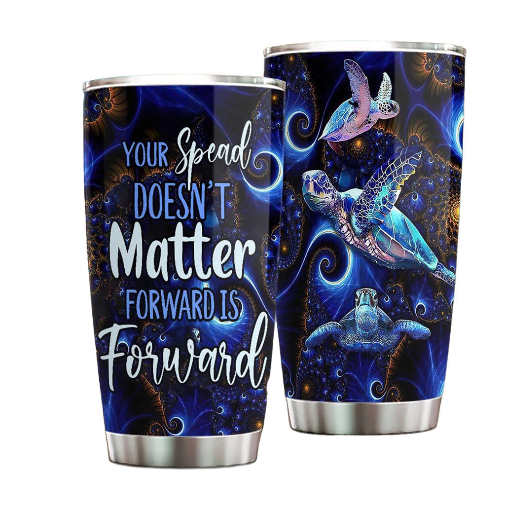 Your Speed Doesn't Matter Forward Is Forward Tumbler Gift Ideas For Turtle Lovers - Merchluma