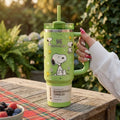 Snoopy x Peanuts Green Tumbler Cute Cartoon Cup Gifts For Snoopy Fans - Merchluma