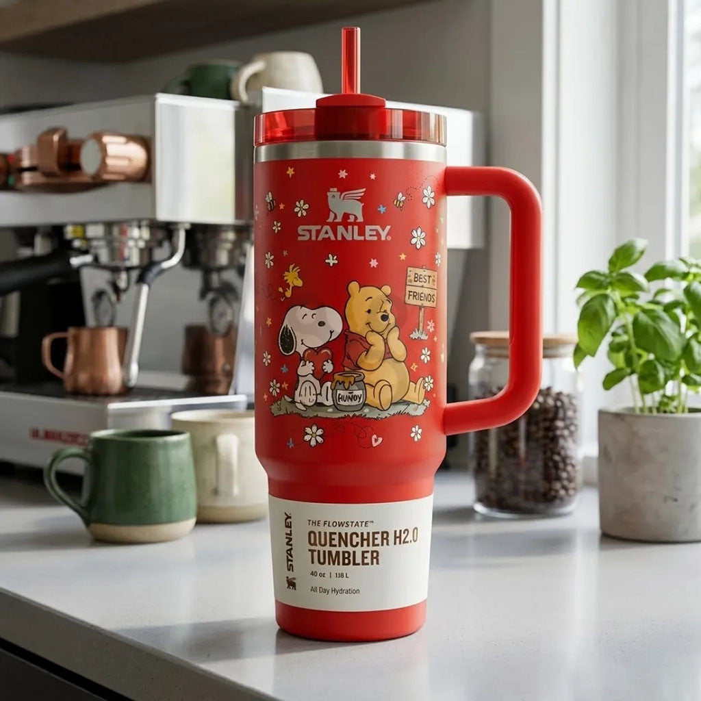 Snoopy x Winnie The Pooh Best Friends Tumbler Cartoon Lovers Cute Cup Gifts For Friends - Merchluma