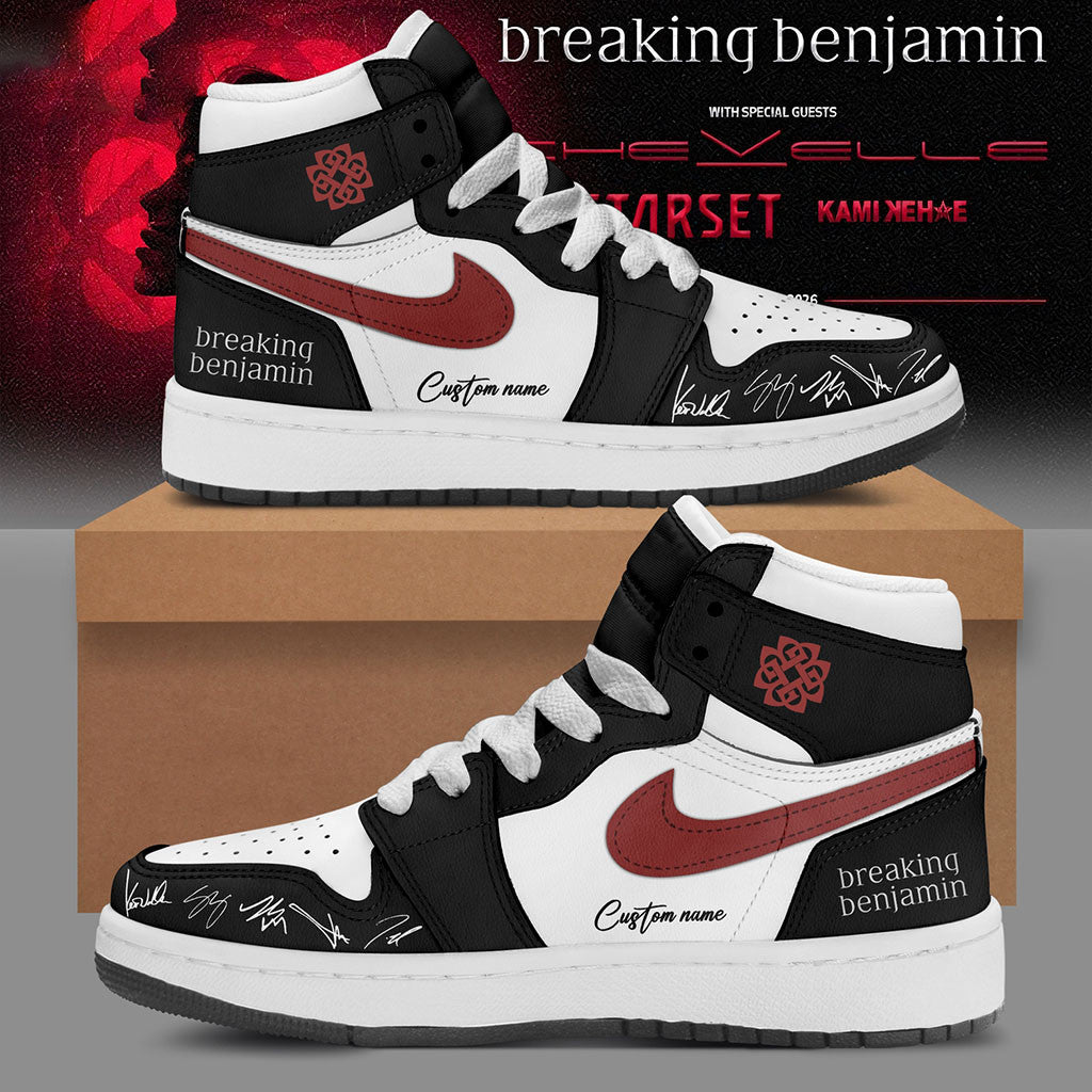 Personalized Breaking Benjamin American Tour 2026 Sneakers Rock Band Breaking Benjamin Merch - Merchluma