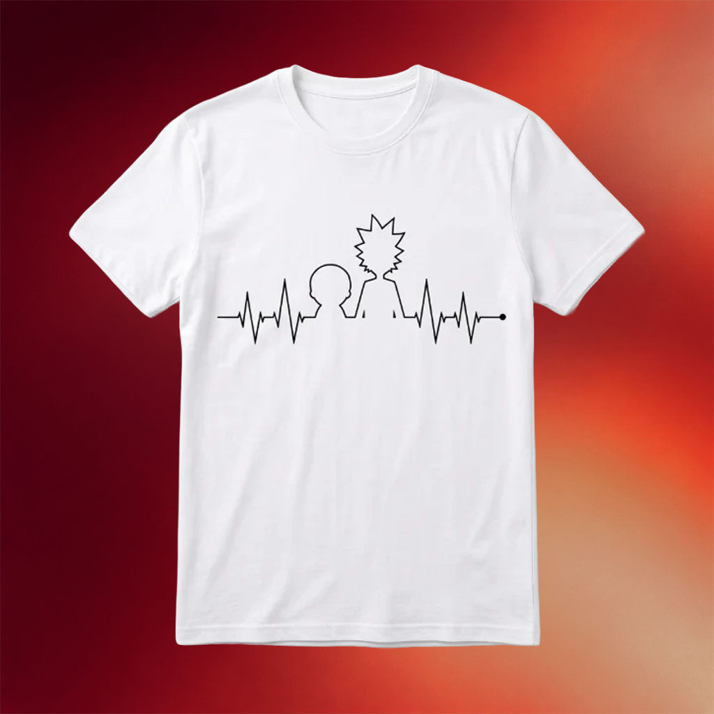 Rick And Morty Merch 2026 Rick And Morty Heartbeat White T-Shirt Animated TV Show Fan Gifts - Merchluma