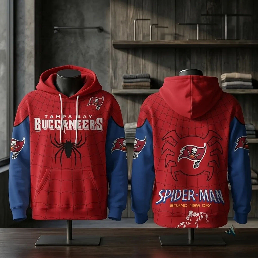 Tampa Bay Buccaneers x Spider-Man Brand New Day Hoodie TB Buccaneers Merch Gifts For Fans - Merchluma