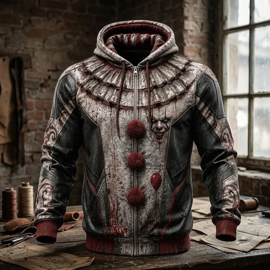 Pennywise Horror Clown Zip Hoodie Halloween Outfits Best Gifts For Horror Movie Fans - Merchluma