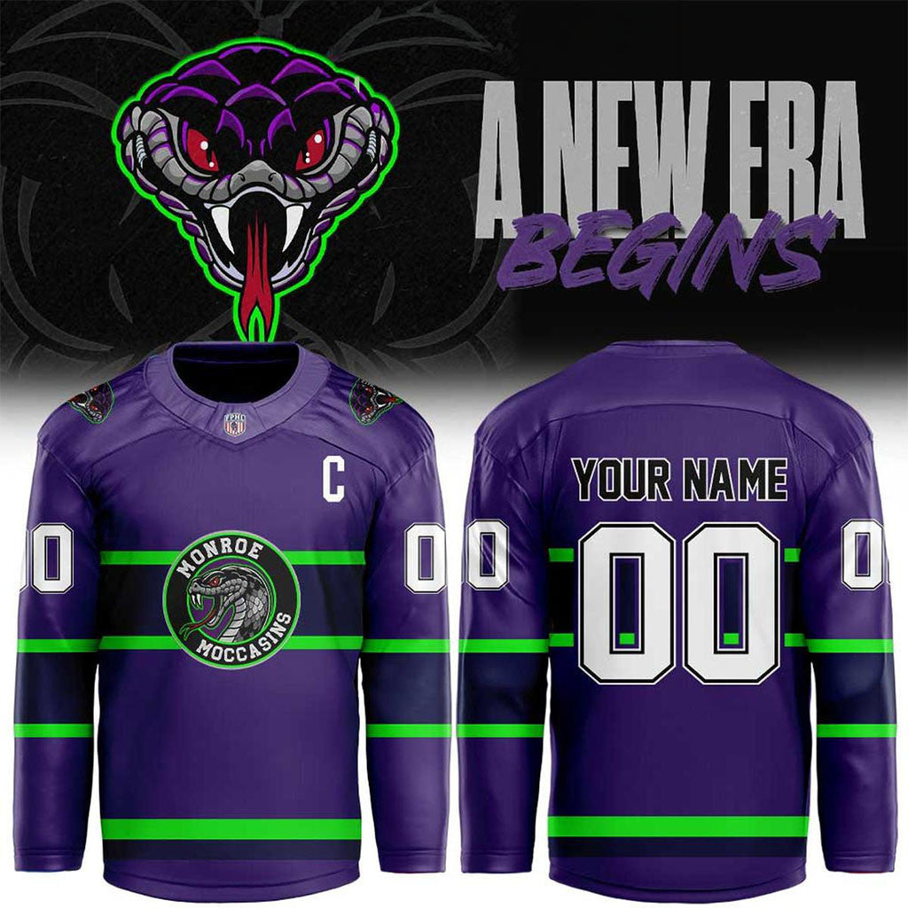 Personalized Monroe Moccasins A New Era Begins 2026 Hockey Jersey Moccasins Merch Gift For Fans - Merchluma