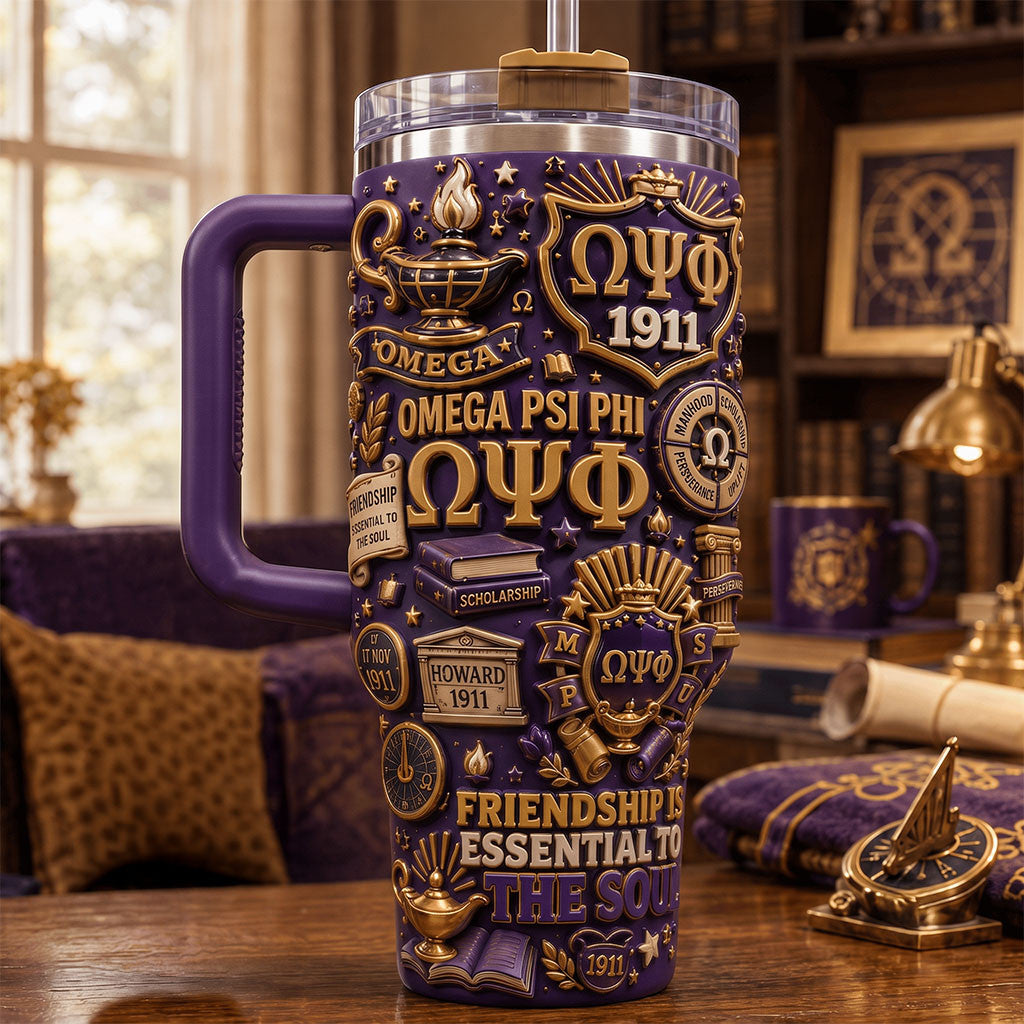 Omega PSI Phi Merch Friendship Is Essential To The Soul Tumbler Best Gifts For Him - Merchluma