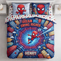 Personalized Spider Man Dream Big Swing Higher Quilt Bedding Set Masked Hero Spider Man Merch - Merchluma