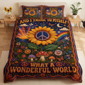 Personalized What A Wonderful World Bohemian Quilt Bed Set Bedroom Decor Gifts For Music Lovers - Merchluma