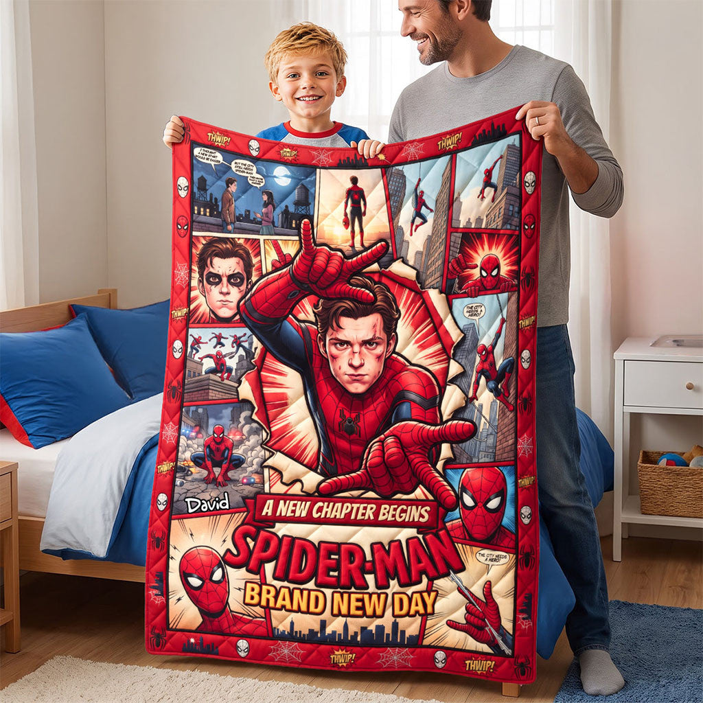 Custom Spider Man Brand New Day A New Chapter Begins Quilt Blanket Mischievous Warrior Blanket - Merchluma