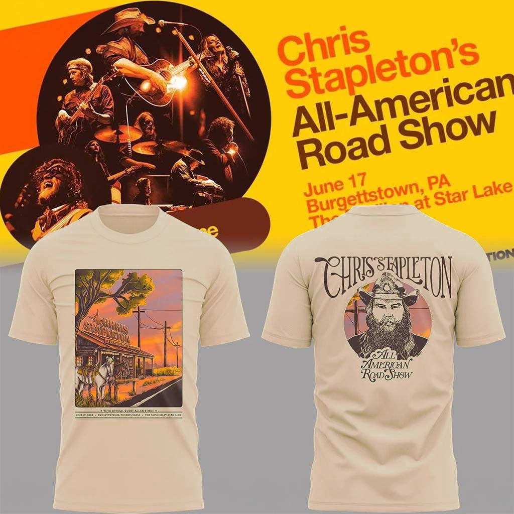 Chris Stapleton's Merch All American Road Show 2026 At Burgettstown Pennsylvania T-Shirt - Merchluma