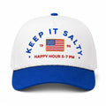 Royce White Keep It Salty Happy Hour 5-7 PM Hat Embroidered Gift Ideas For Husband - Merchluma
