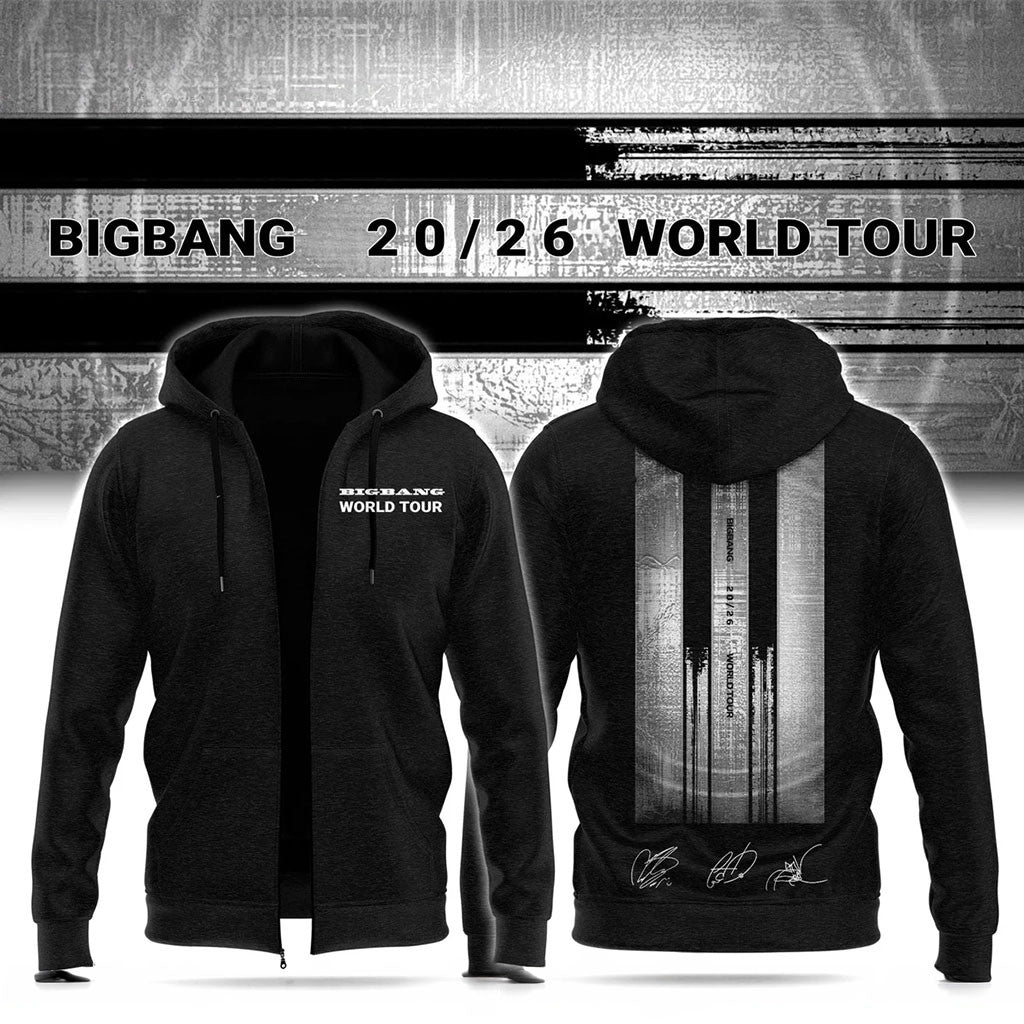 BigBang Merch 2026 BigBang World Tour Zip Hoodie Signature Gift For Kpop Fans - Merchluma
