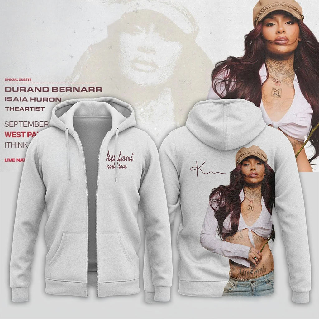 Kehlani World Tour 2026 Portrait Signature Zip Hoodie Kehlani Merch Present For Music Fans - Merchluma