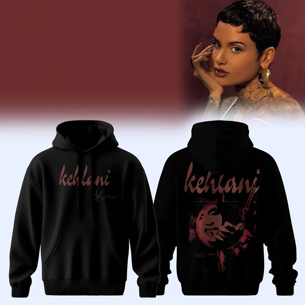 Kehlani World Tour 2026 Portrait Signature Hoodie Black Kehlani Merch Gifts For Music Fans - Merchluma