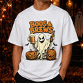 Boos And Brews Ghost With Beer Shirt Funny Halloween T-Shirt Gifts For Friends - Merchluma