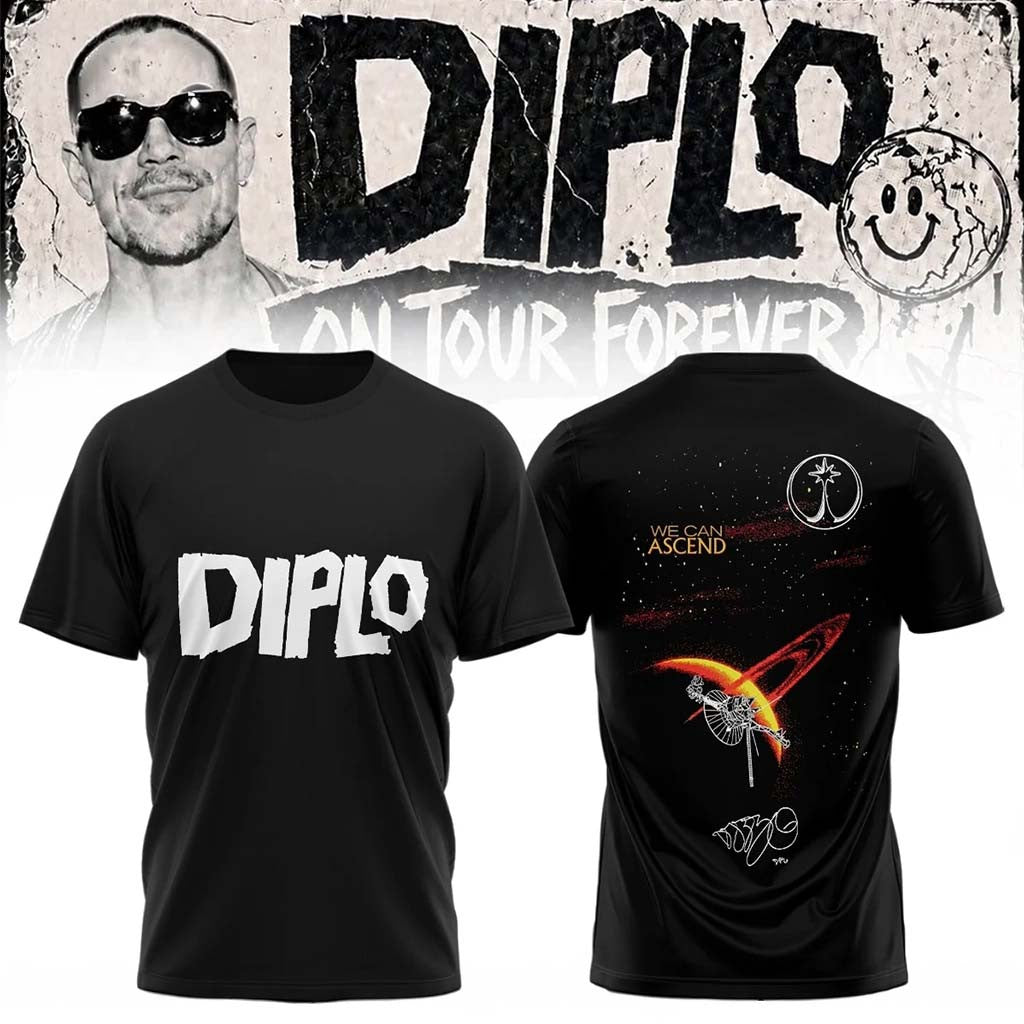 Diplo Merch 2026 On Tour Forever Signed T-Shirt Black Cool Gifts For DJ Lovers - Merchluma