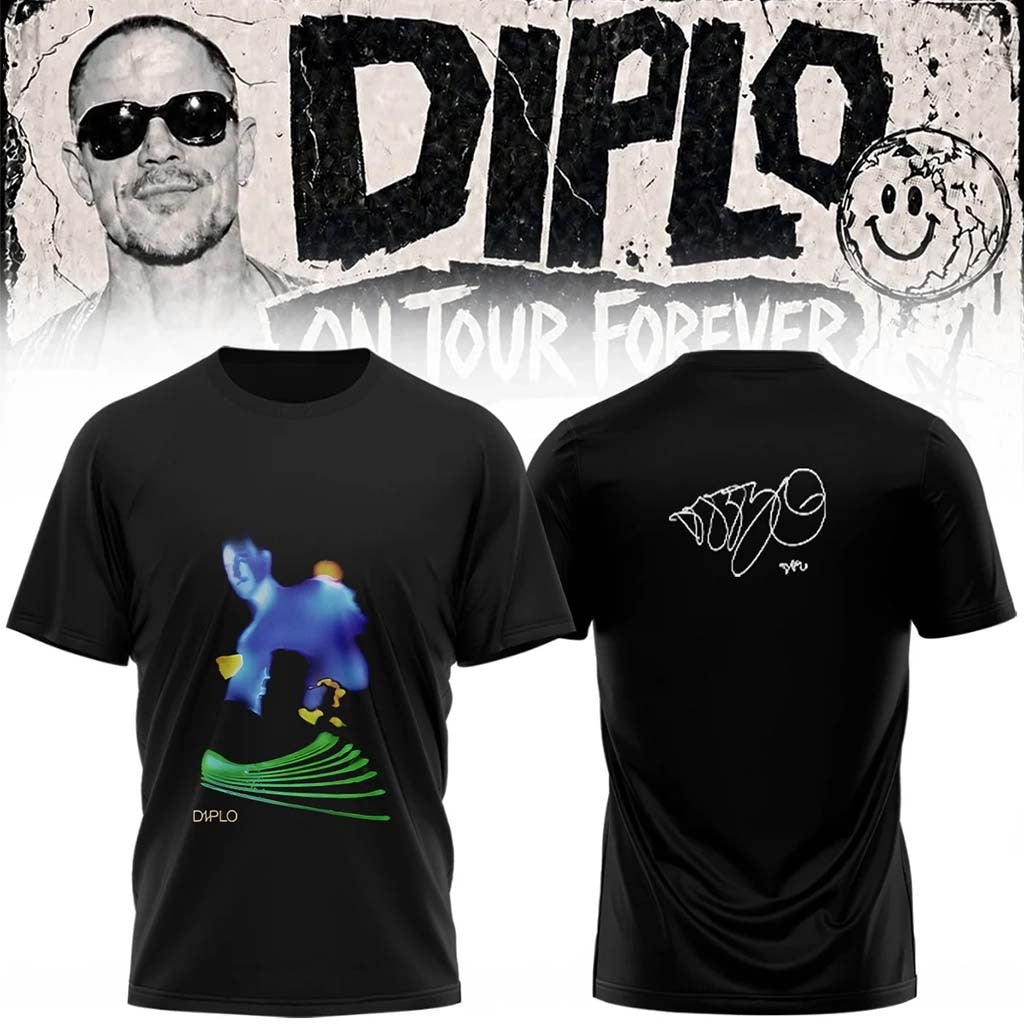 Diplo Merch 2026 On Tour Forever Signed T-Shirt Black Gifts For Music Fans - Merchluma