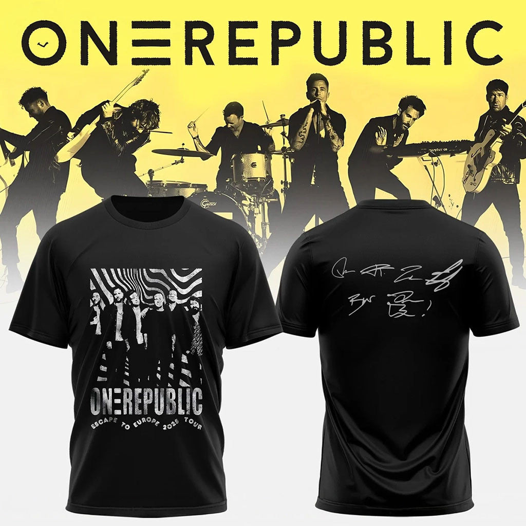 OneRepublic Merch Escape To Europe Tour T-Shirt Black Unique Gifts For Music Lovers - Merchluma