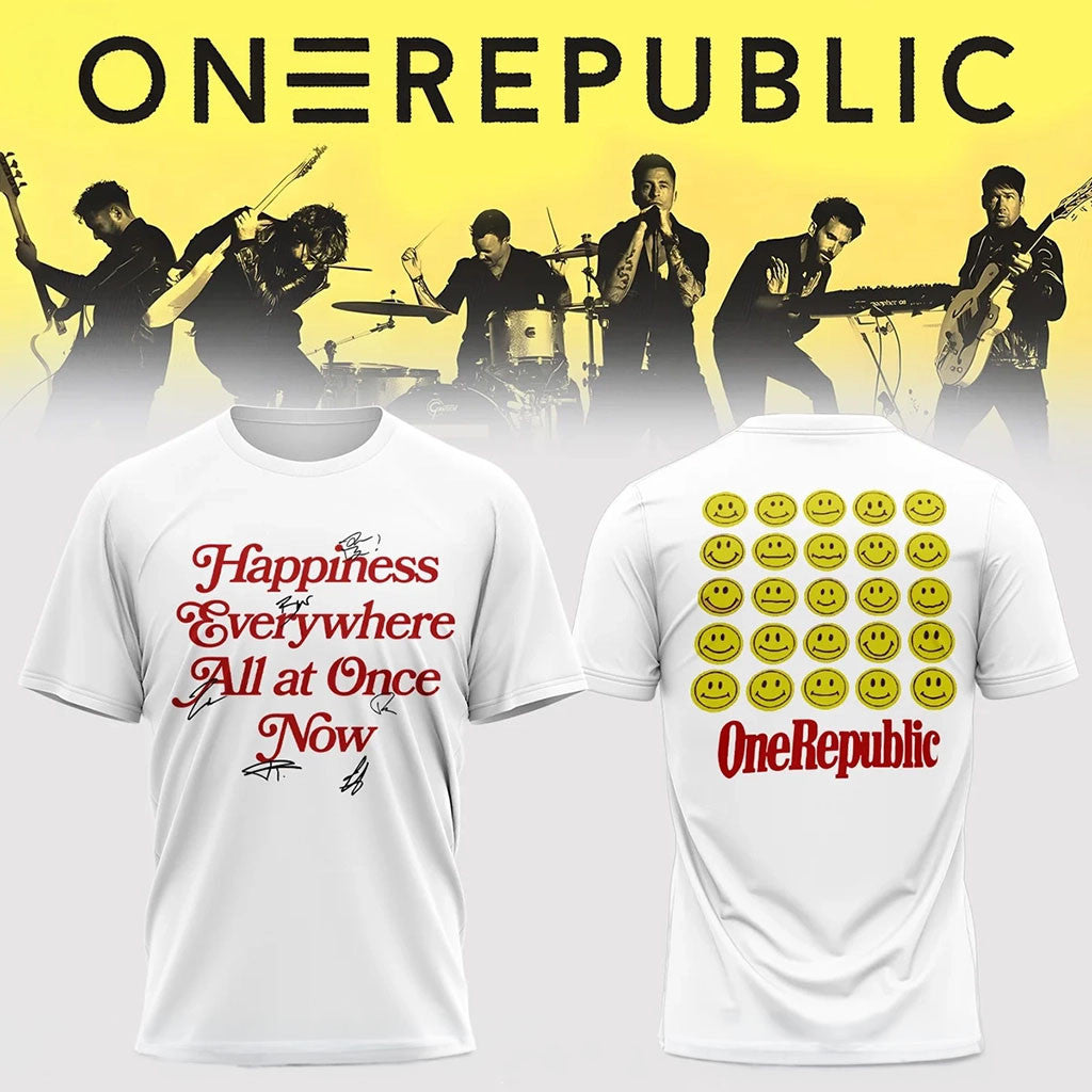 OneRepublic Merch 2026 Happiness Everywhere All At Once Now T-Shirt Gift For Band Fans - Merchluma