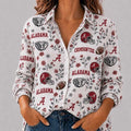 Alabama Crimson Tide College Spirit Blossoms Long Sleeve Button Up Shirt Crimson Tide Merch - Merchluma