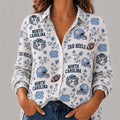 North Carolina Tar Heels College Spirit Blossoms Long Sleeve Button Up Shirt Heels Merch Women - Merchluma