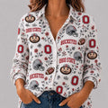 Ohio State Buckeyes College Spirit Blossoms Long Sleeve Button Up Shirt Buckeyes Merch Fan Gifts - Merchluma