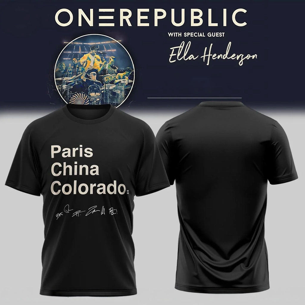 OneRepublic Merch 2026 Paris China Colorado T-Shirt OneRepublic Tour Merch Gift For Music Fans - Merchluma