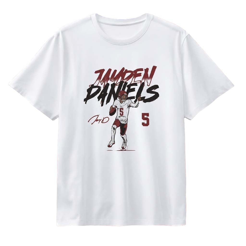 Jayden Daniels Pose Signature Washington Commanders T-Shirt Jayden Daniels Merch Gifts For Fans - Merchluma