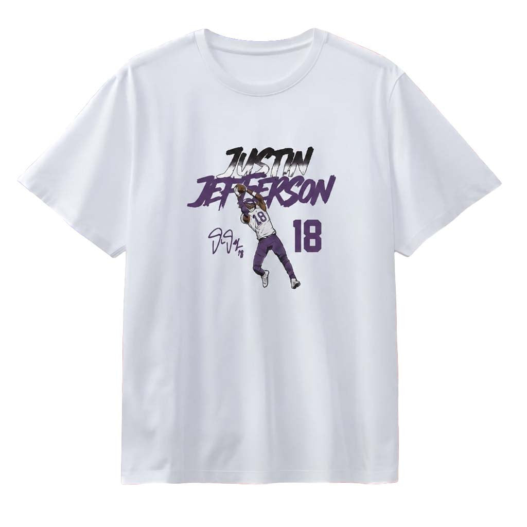 Justin Jefferson Pose Signature Minnesota Vikings T-Shirt Justin Jefferson Merch Gifts For Fans - Merchluma